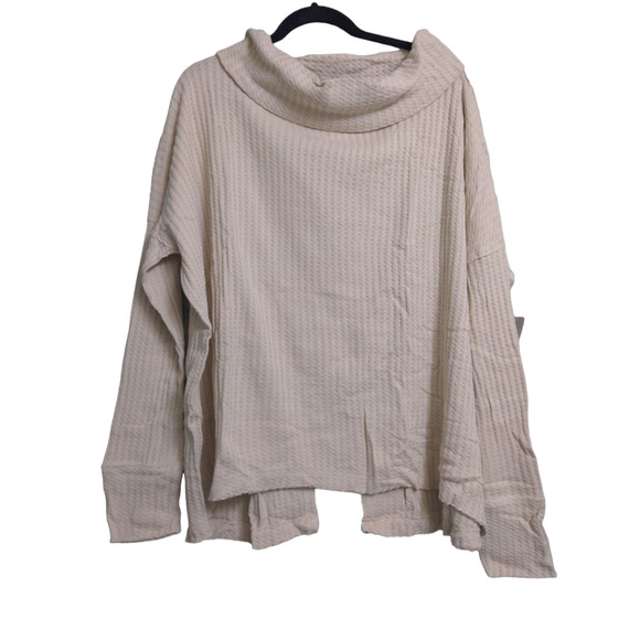 Free People Juicy Long Sleeve Top Stone Cold Cowlneck Crossover Oversized L New - Picture 2 of 11